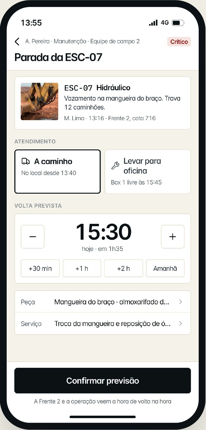 Aplicativo de ordem de serviço no celular do mecânico
